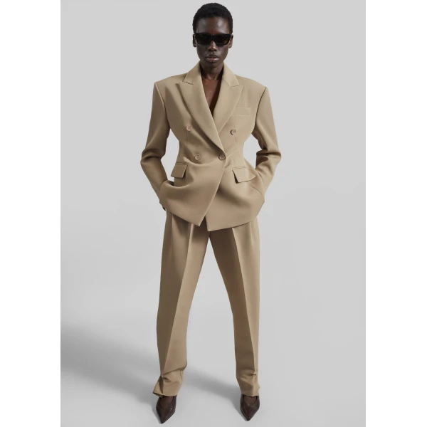 The Frankie Shop Doyer Cinched Blazer – Beige, view 3