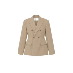 The Frankie Shop Doyer Cinched Blazer - Beige - Oversized Minimalist Jackets in Beige - Shop at Coveti