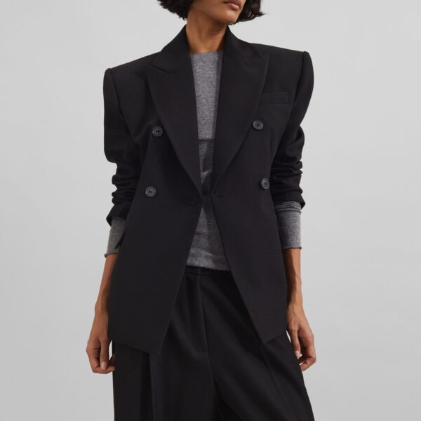 The Frankie Shop Doyer Cinched Blazer - Black - Oversized Minimalist Jackets in Black - Shop at Coveti