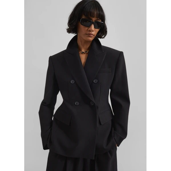The Frankie Shop Doyer Cinched Blazer – Black, view 3