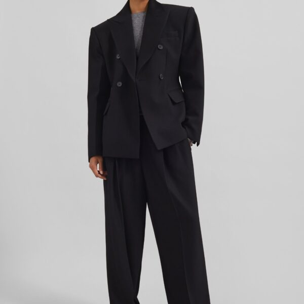 The Frankie Shop Doyer Cinched Blazer - Black - Oversized Minimalist Jackets in Black - Shop at Coveti