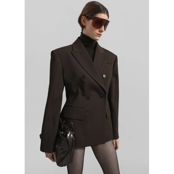 The Frankie Shop Doyer Cinched Blazer – Brown, view 4