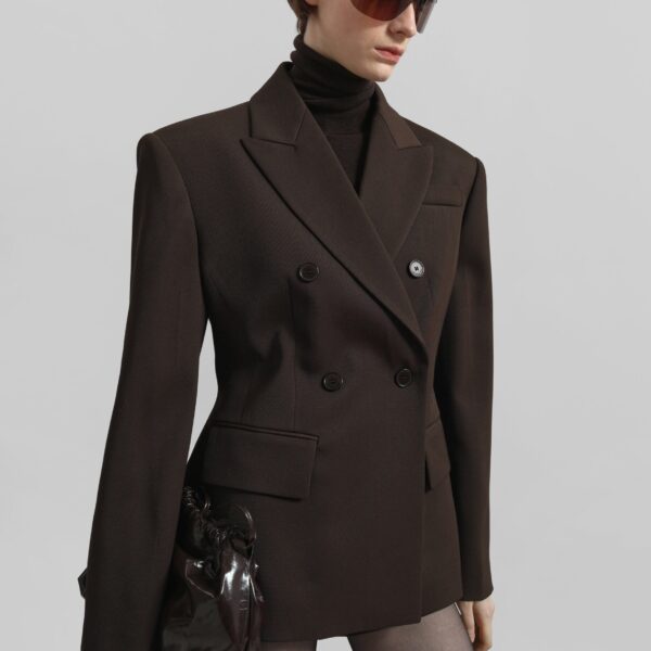The Frankie Shop Doyer Cinched Blazer - Brown - Oversized Minimalist Jackets in Beige - Shop at Coveti