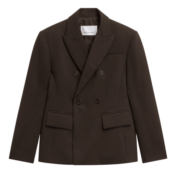 The Frankie Shop Doyer Cinched Blazer - Brown - Oversized Minimalist Jackets in Beige - Shop at Coveti