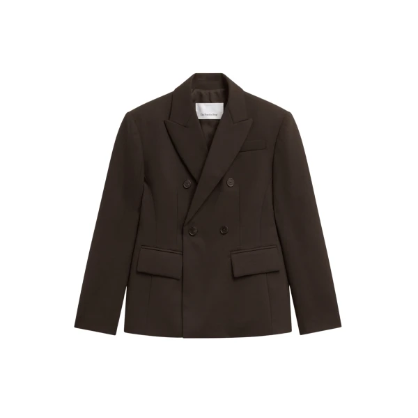 The Frankie Shop Doyer Cinched Blazer - Brown - Oversized Minimalist Jackets in Beige - Shop at Coveti