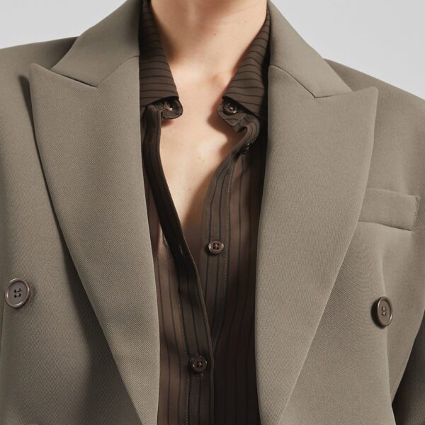 The Frankie Shop Doyer Cinched Blazer - Moss Green - Oversized Minimalist Jackets in Green - Shop at Coveti