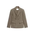 The Frankie Shop Doyer Cinched Blazer - Moss Green - Oversized Minimalist Jackets in Green - Shop at Coveti
