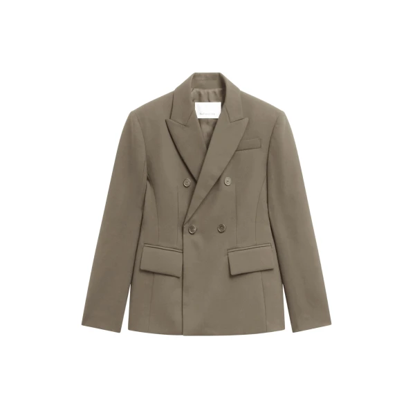 The Frankie Shop Doyer Cinched Blazer - Moss Green - Oversized Minimalist Jackets in Green - Shop at Coveti