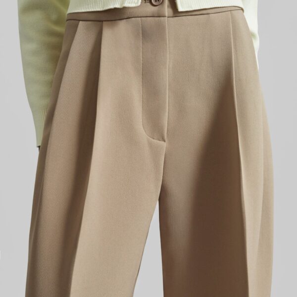 The Frankie Shop Doyer Pleated Trousers - Beige - Oversized Minimalist Pants in Beige - Shop at Coveti
