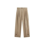 The Frankie Shop Doyer Pleated Trousers - Beige - Oversized Minimalist Pants in Beige - Shop at Coveti