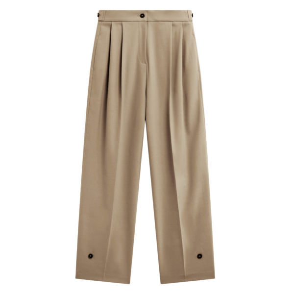 The Frankie Shop Doyer Pleated Trousers - Beige - Oversized Minimalist Pants in Beige - Shop at Coveti