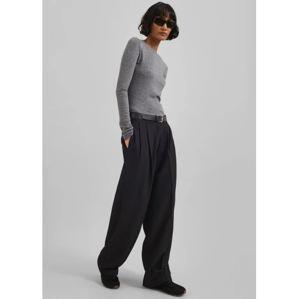 The Frankie Shop Doyer Pleated Trousers – Black, view 2