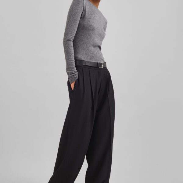 The Frankie Shop Doyer Pleated Trousers - Black - Oversized Minimalist Pants in Black - Shop at Coveti
