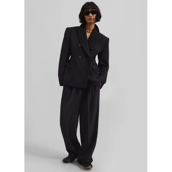The Frankie Shop Doyer Pleated Trousers – Black, view 3