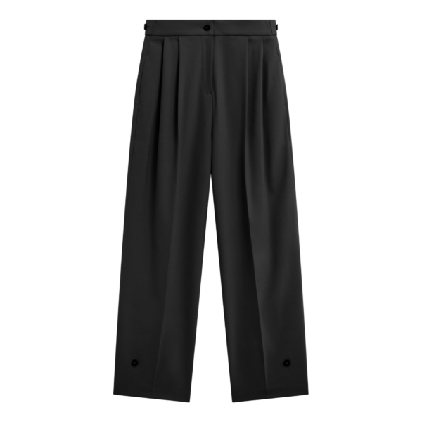 The Frankie Shop Doyer Pleated Trousers - Black - Oversized Minimalist Pants in Black - Shop at Coveti
