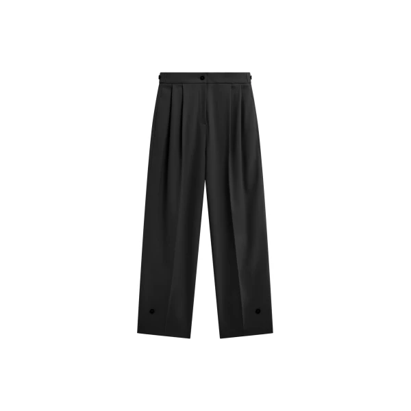 The Frankie Shop Doyer Pleated Trousers - Black - Oversized Minimalist Pants in Black - Shop at Coveti
