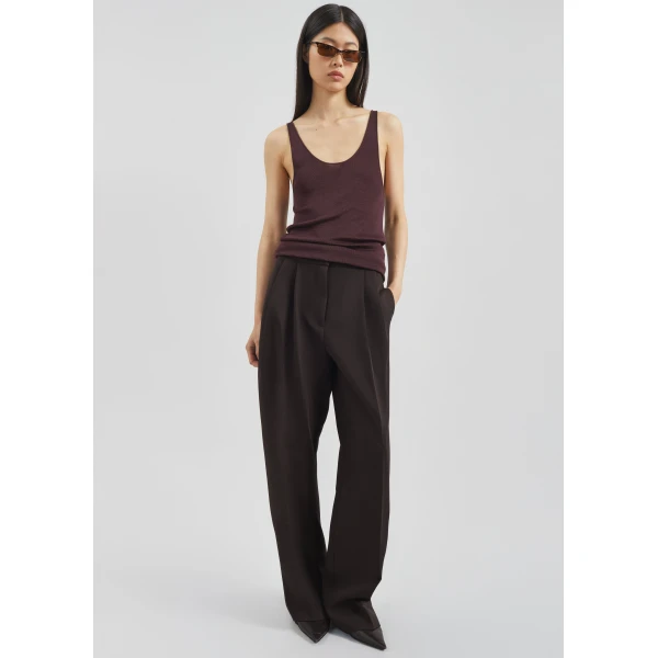 The Frankie Shop Doyer Pleated Trousers – Brown, view 3