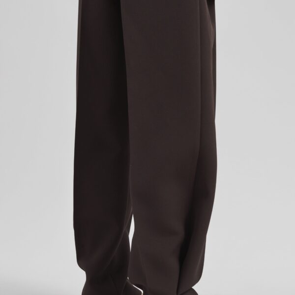 The Frankie Shop Doyer Pleated Trousers - Brown - Oversized Minimalist Pants in Beige - Shop at Coveti