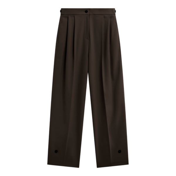 The Frankie Shop Doyer Pleated Trousers - Brown - Oversized Minimalist Pants in Beige - Shop at Coveti