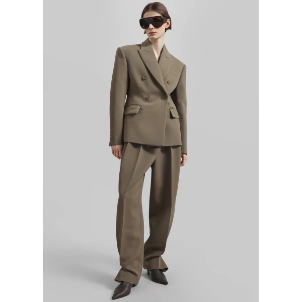The Frankie Shop Doyer Pleated Trousers – Moss Green, view 4