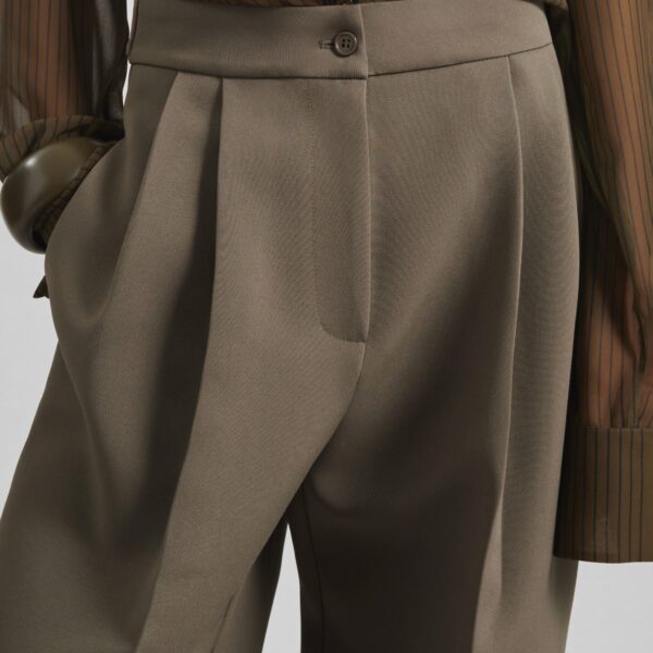 The Frankie Shop Doyer Pleated Trousers - Moss Green - Oversized Minimalist Pants in Green - Shop at Coveti
