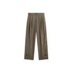The Frankie Shop Doyer Pleated Trousers - Moss Green - Oversized Minimalist Pants in Green - Shop at Coveti