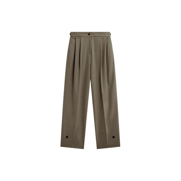 The Frankie Shop Doyer Pleated Trousers - Moss Green - Oversized Minimalist Pants in Green - Shop at Coveti