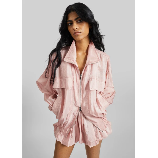 The Frankie Shop Drea Sheer Bomber Jacket – Faded Pink, view 2