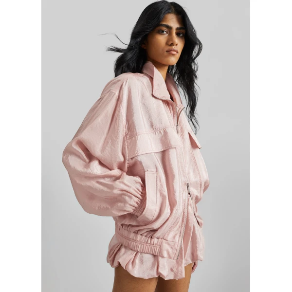 The Frankie Shop Drea Sheer Bomber Jacket – Faded Pink, view 3