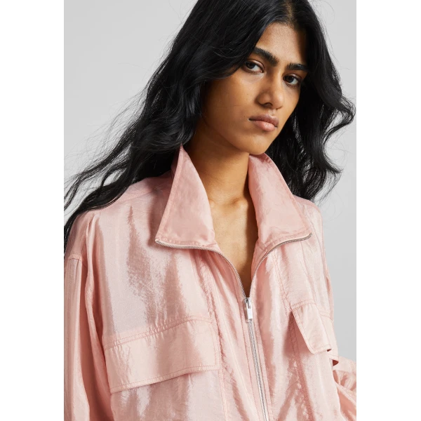 The Frankie Shop Drea Sheer Bomber Jacket – Faded Pink, view 5