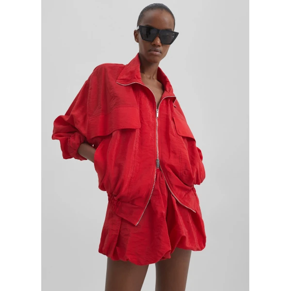 The Frankie Shop Drea Sheer Bomber Jacket – Red, view 5