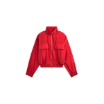 The Frankie Shop Drea Sheer Bomber Jacket - Red - Oversized Minimalist Jackets in Red - Shop at Coveti
