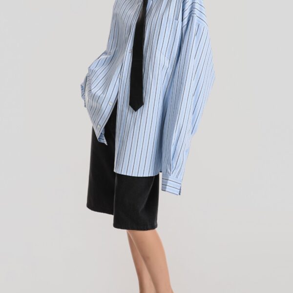 The Frankie Shop Drimna Shirt - Blue Stripe - Oversized Minimalist Tops in Multicolour - Shop at Coveti