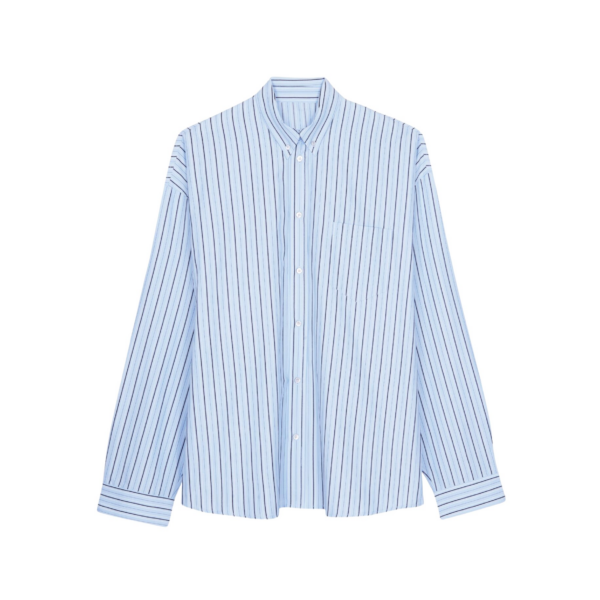 The Frankie Shop Drimna Shirt - Blue Stripe - Oversized Minimalist Tops in Multicolour - Shop at Coveti