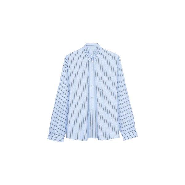The Frankie Shop Drimna Shirt - Blue Stripe - Oversized Minimalist Tops in Multicolour - Shop at Coveti