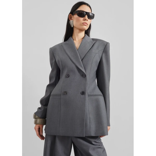 The Frankie Shop Dulverton Hourglass Blazer – Grey, view 3