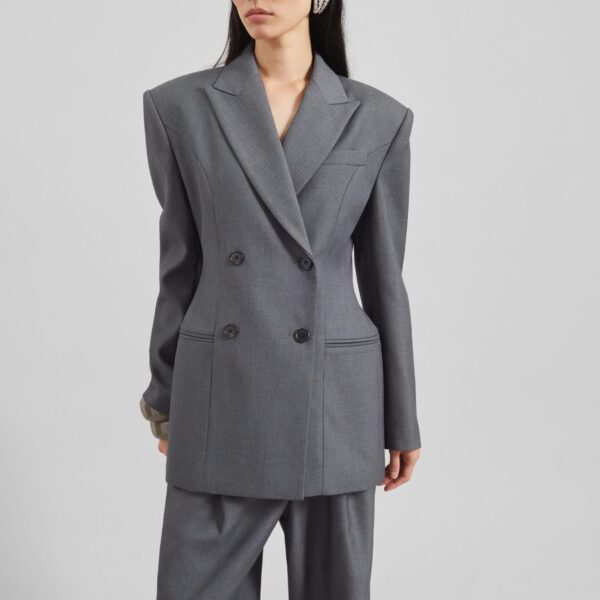 The Frankie Shop Dulverton Hourglass Blazer - Grey - Oversized Minimalist Jackets in Grey - Shop at Coveti