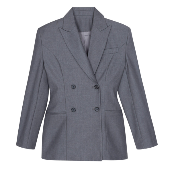 The Frankie Shop Dulverton Hourglass Blazer - Grey - Oversized Minimalist Jackets in Grey - Shop at Coveti
