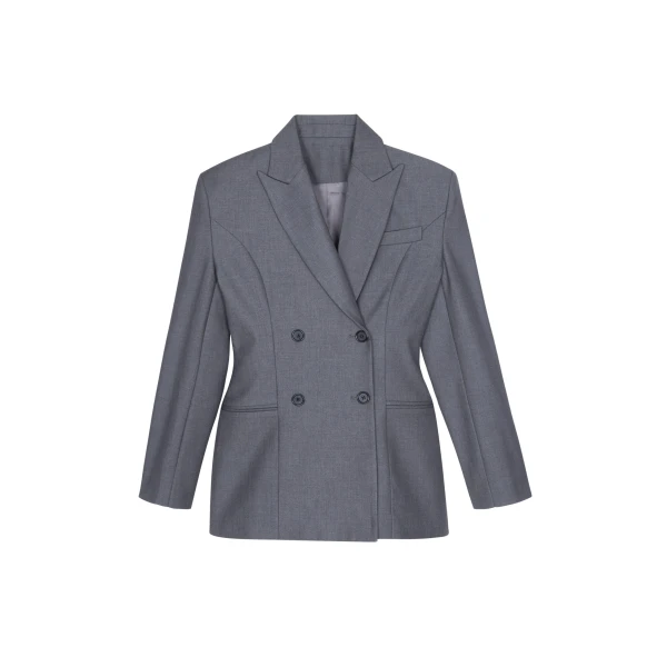 The Frankie Shop Dulverton Hourglass Blazer - Grey - Oversized Minimalist Jackets in Grey - Shop at Coveti