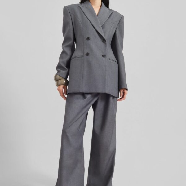 The Frankie Shop Dulverton Pleated Trousers - Grey - Oversized Minimalist Pants in Grey - Shop at Coveti