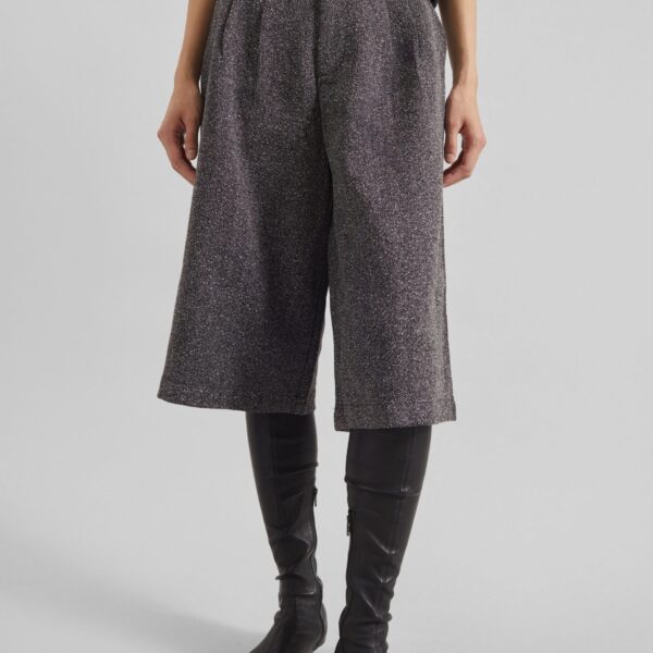 The Frankie Shop Dunley Bermuda Shorts - Charcoal Melange - Oversized Minimalist Shorts in Grey - Shop at Coveti