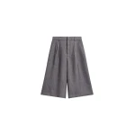 The Frankie Shop Dunley Bermuda Shorts - Charcoal Melange - Oversized Minimalist Shorts in Grey - Shop at Coveti