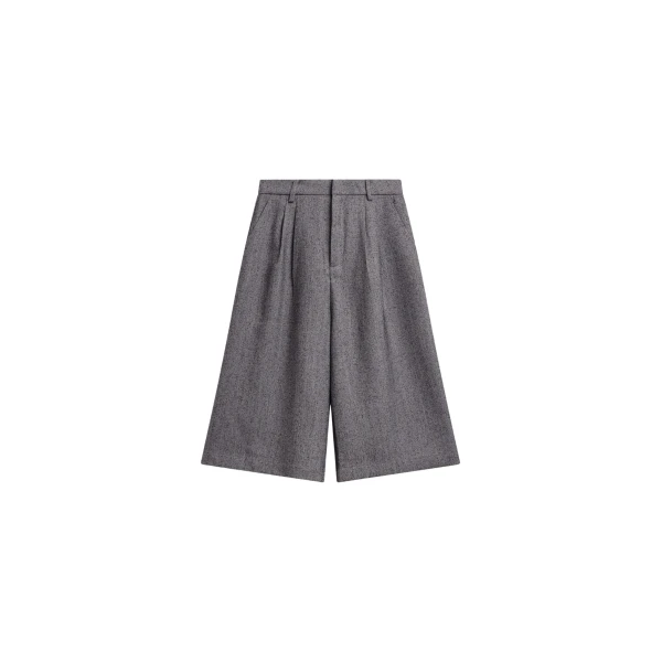 The Frankie Shop Dunley Bermuda Shorts - Charcoal Melange - Oversized Minimalist Shorts in Grey - Shop at Coveti