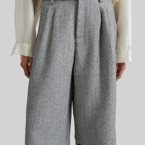 The Frankie Shop Dunley Bermuda Shorts - Grey Melange - Oversized Minimalist Shorts in Grey - Shop at Coveti