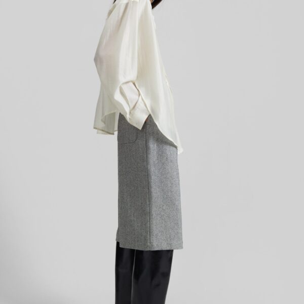 The Frankie Shop Dunley Bermuda Shorts - Grey Melange - Oversized Minimalist Shorts in Grey - Shop at Coveti