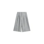 The Frankie Shop Dunley Bermuda Shorts - Grey Melange - Oversized Minimalist Shorts in Grey - Shop at Coveti