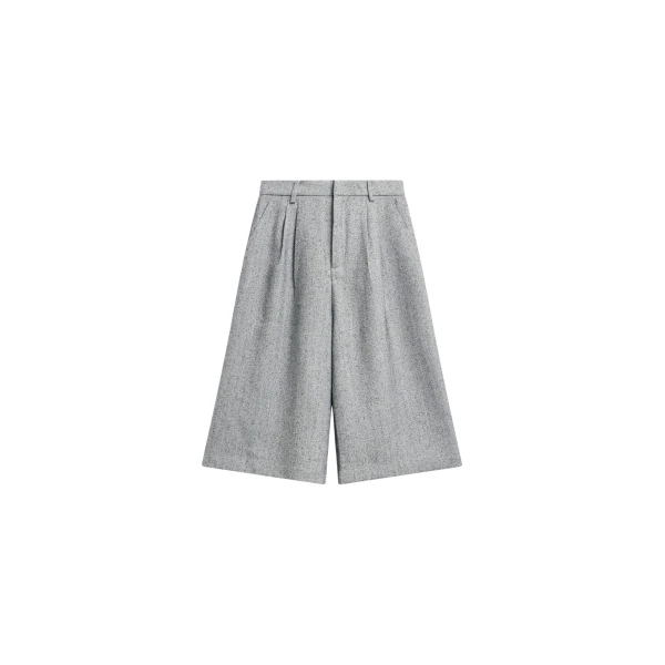 The Frankie Shop Dunley Bermuda Shorts - Grey Melange - Oversized Minimalist Shorts in Grey - Shop at Coveti