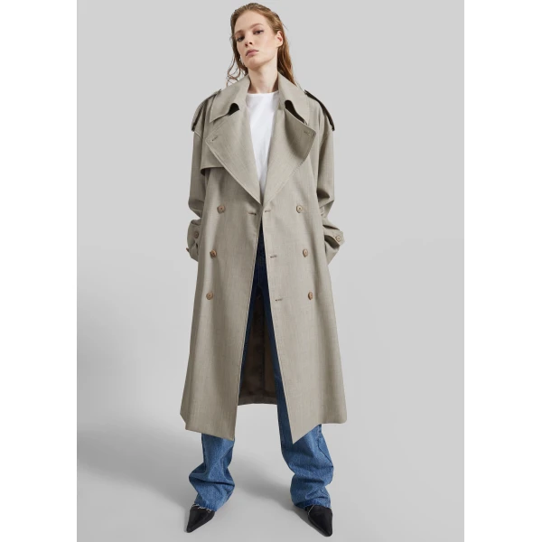 The Frankie Shop Dursley Oversized Trench Coat – Beige Melange, view 2