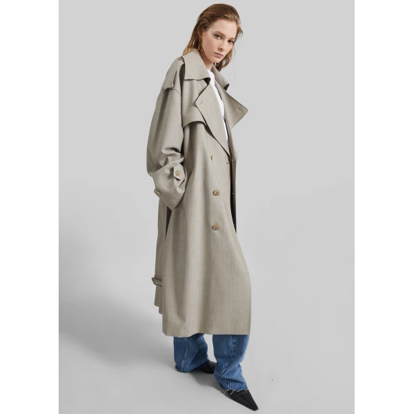 The Frankie Shop Dursley Oversized Trench Coat – Beige Melange, view 4