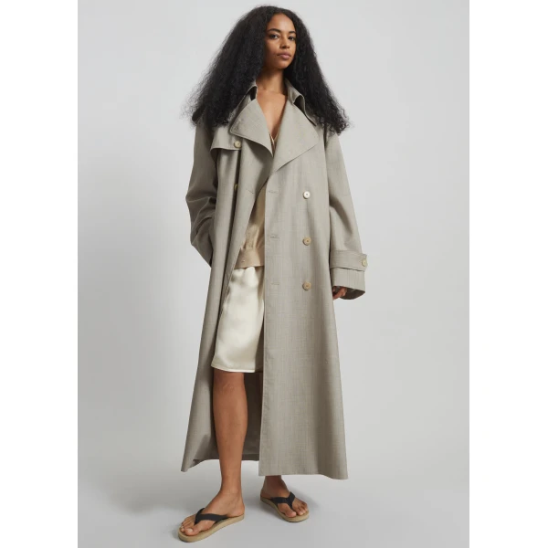 The Frankie Shop Dursley Oversized Trench Coat – Beige Melange, view 6